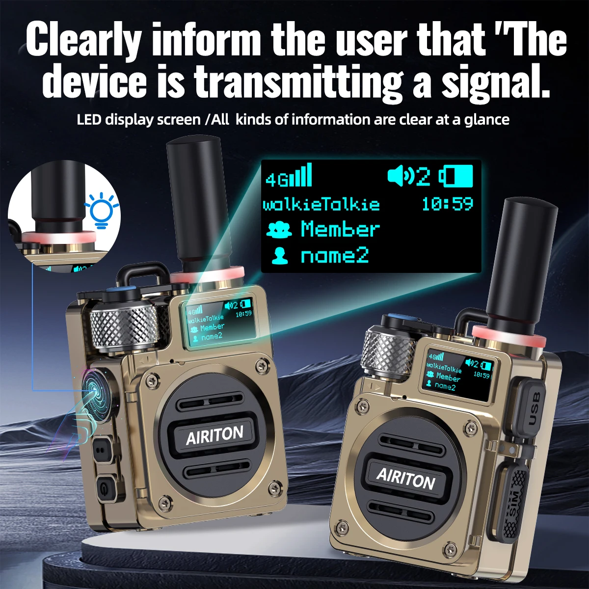 أجهزة اتصال لاسلكية غير محدودة المدى على مستوى البلاد 4G طويلة المدى لاسلكي تخاطب 5000 ميل يده POC AIRITON AI-G6 راديو اتجاهين #5