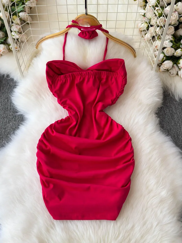 تنورة قصيرة نسائية أنيقة بتصميم ملفوف وكتف مكشوف وعقدة، تصميم يبرز الخصر، خصر مرتفع، مناسبة للربيع والصيف وللارتداء اليومي