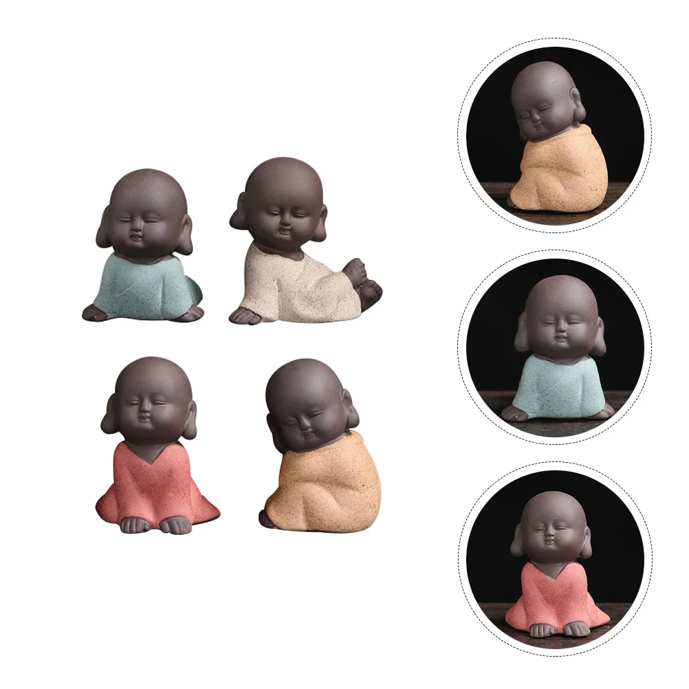

4Pcs Pottery Ornament Zen Style Desktop Decor Tea Tray Ornament Teaboard Adornment Sand Table Decoration