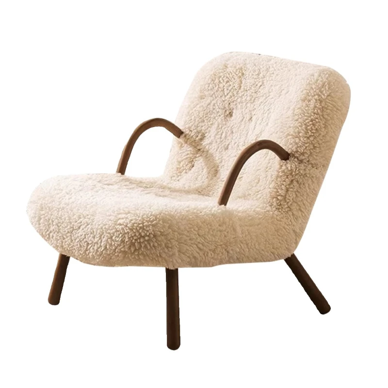 

Extremely simple sofa chair, lamb plush living room lounge chair, bedroom lazy chair