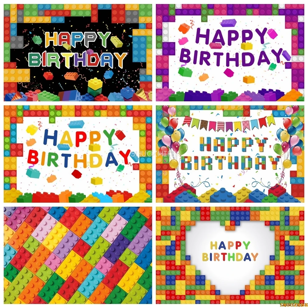 

Colored Building Blocks Backdrop Photocall Newborn Baby Shower Boy Birthday Party Photography Background For Photo Studio