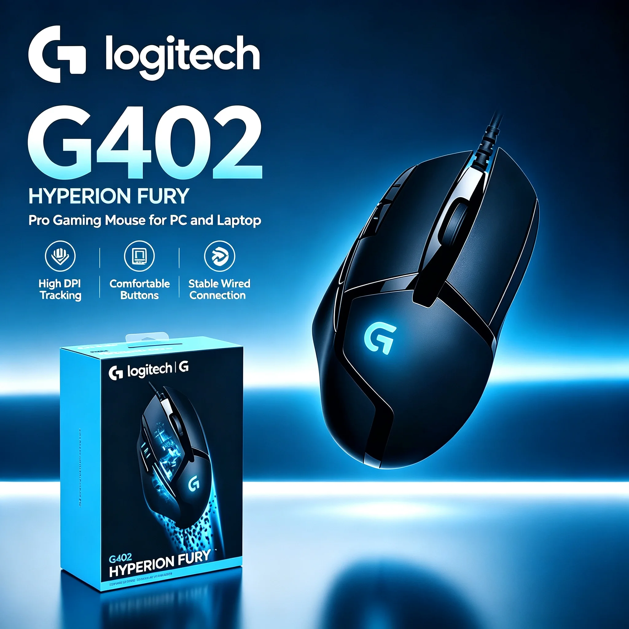 Original Logitech G402 Gaming Mice Hyperion Fury Wired Fast Response Mice For FPS Competitive Game Player