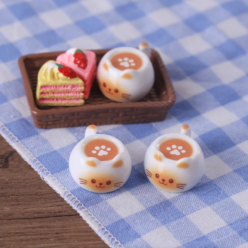 5pcs Mini Cute Kawaii Cat Paw Coffee Cup Resin DIY Cat Claw Latte Mug Miniature Simulation  Doll Accessories Handmade Decoration