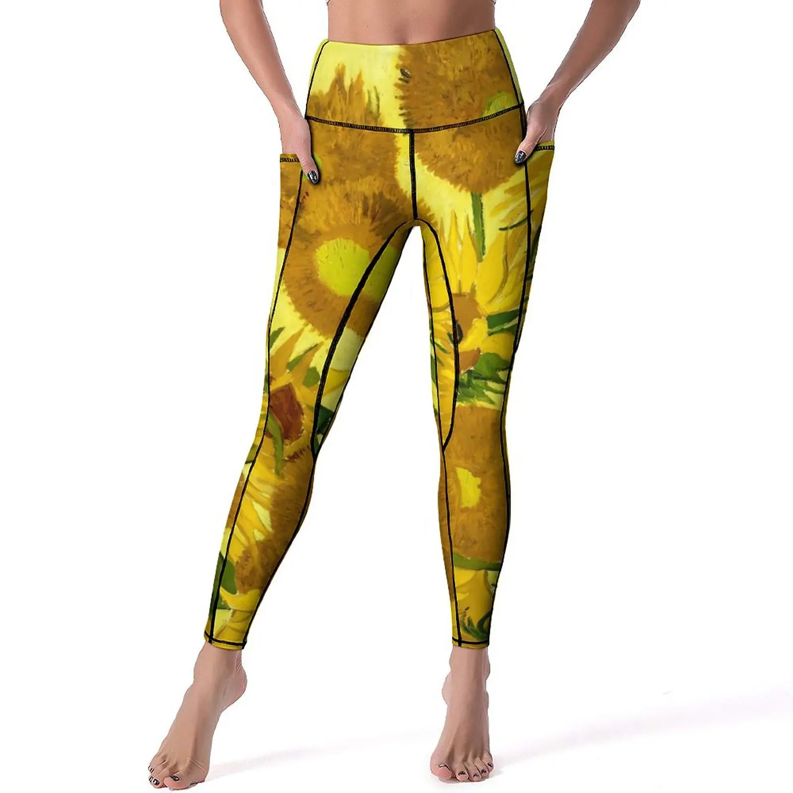 

Vincent Van Gogh Yoga Pants Sunflowers Print Gym Leggings Push Up Stretch Sports Tights Sexy Design Yoga Legging Gift