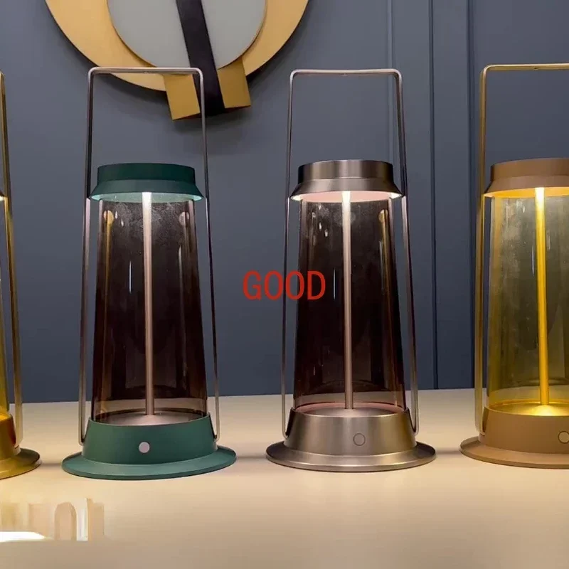 Modern Industrial Gold Mental Portable Lantern 6000mAh Rechargeable Waterproof
