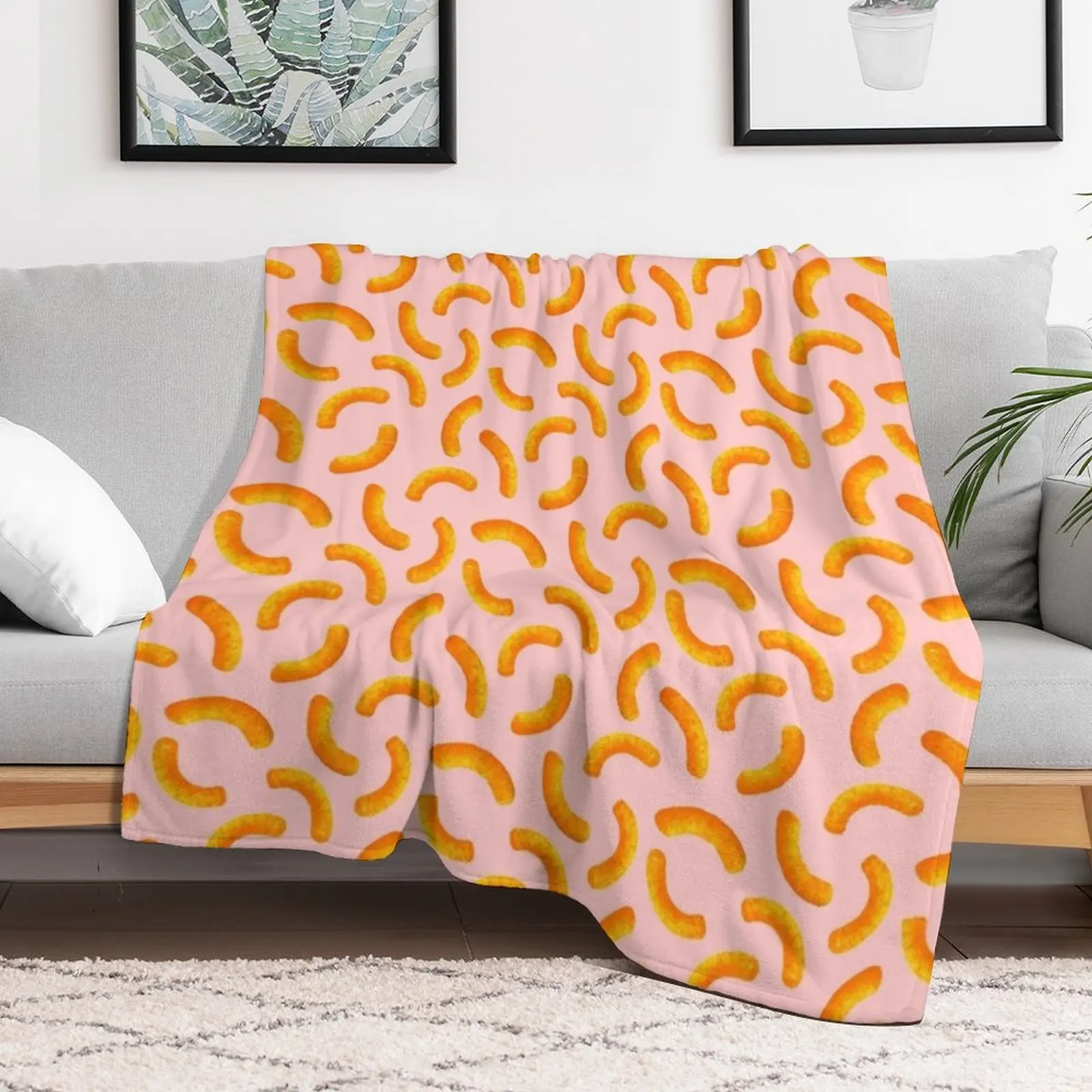 

Cheese Puffs - Pink Throw Blanket bed plaid Sofa Plaid on the sofa Blankets