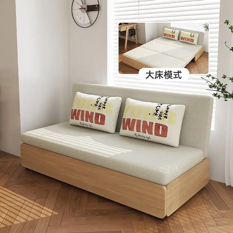 

Folding sofa bed, living room, dual-purpose small apartment, single double multi-functional storage, simple fabric sliding sofa