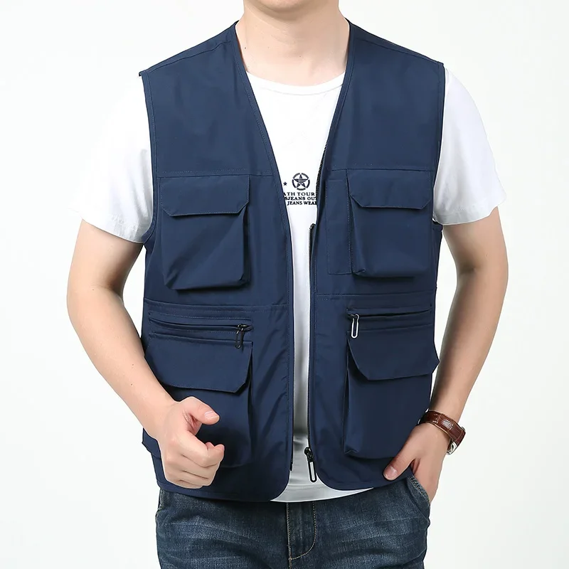 Summer Embroidered Men's Large Windbreaker Leather Hunting Vest Vests Size Waterproof Sleeveless for Jacket Men Work Man Jackets