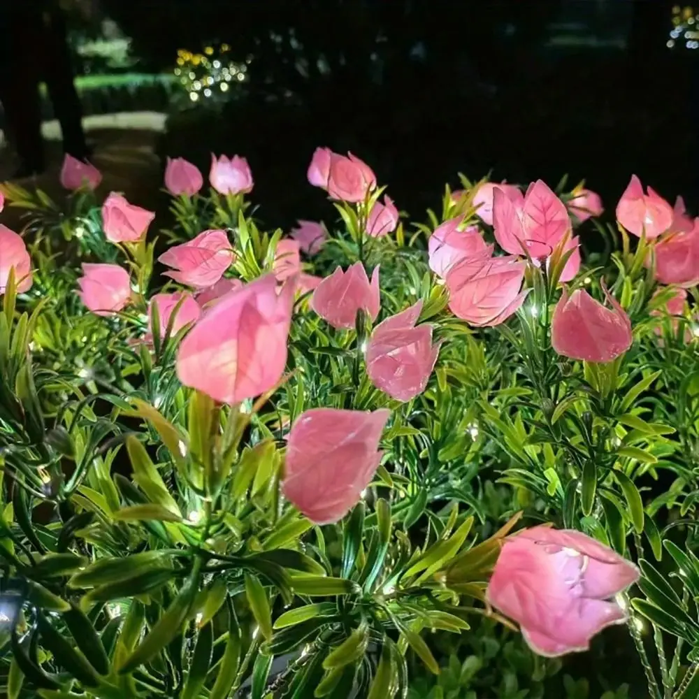 Gardenia Flower Solar Artificial Flower Light 42LED Multi-Color Changing Outdoor Solar Garden Light Automatic Light Sensor