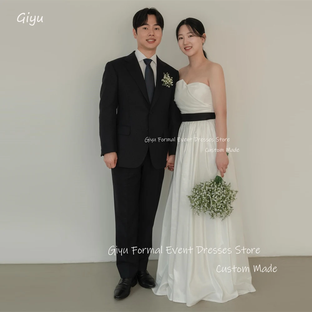 

Giyu Simple A Line Korea Wedding Dresses Plus Size Sweetheart Belt Floor length Bridal Gowns Photoshoot