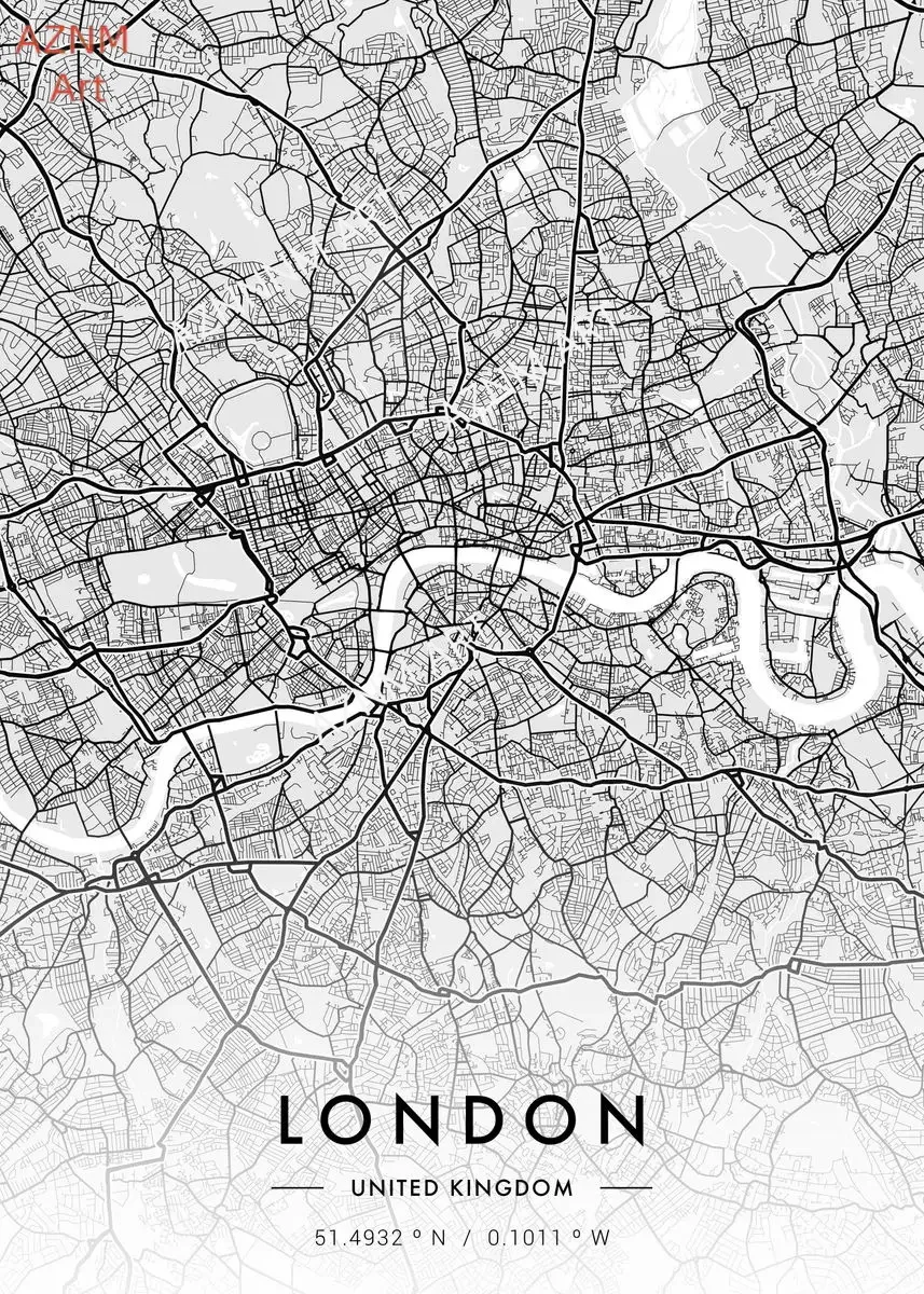 City Map Artwork Poster Paris New York Canvas Painting HD Printed Black and White Map Wall Art Picture Living Room Home Decor