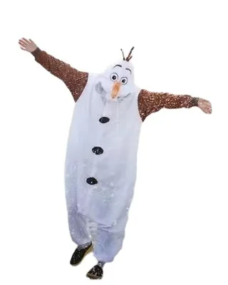 HKSNG New Adult Animal Snowman Olaf Onesies Flannel Pajamas Cartoon Cosplay Costumes Party Jumpsuits Christmas Gift Kigurumi
