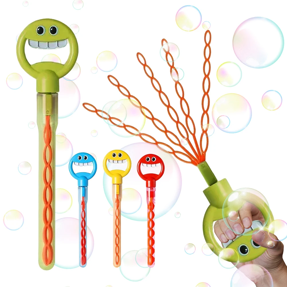 Zabawki do robienia baniek mydlanych z uśmiechniętą buźką, 32 otwory, dmuchawka do baniek, przyjemne narzędzie do puszczania baniek mydlanych dla dzieci, letnie zabawki na zewnątrz, prezent urodzinowy