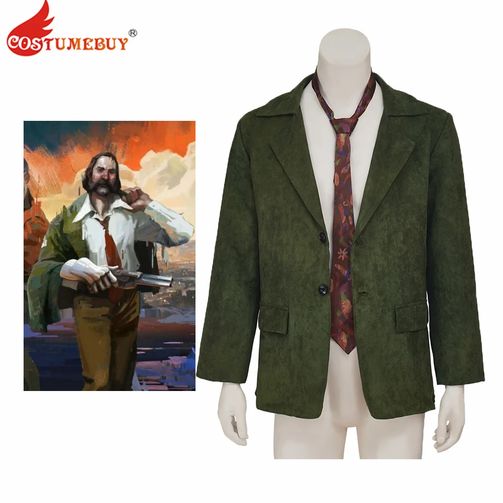 Disco Elysium Cosplay Harrier Du Bois Cosplay Jacket Coat Men\'s Green Disco Blazer Vintage Suit Jacket Top