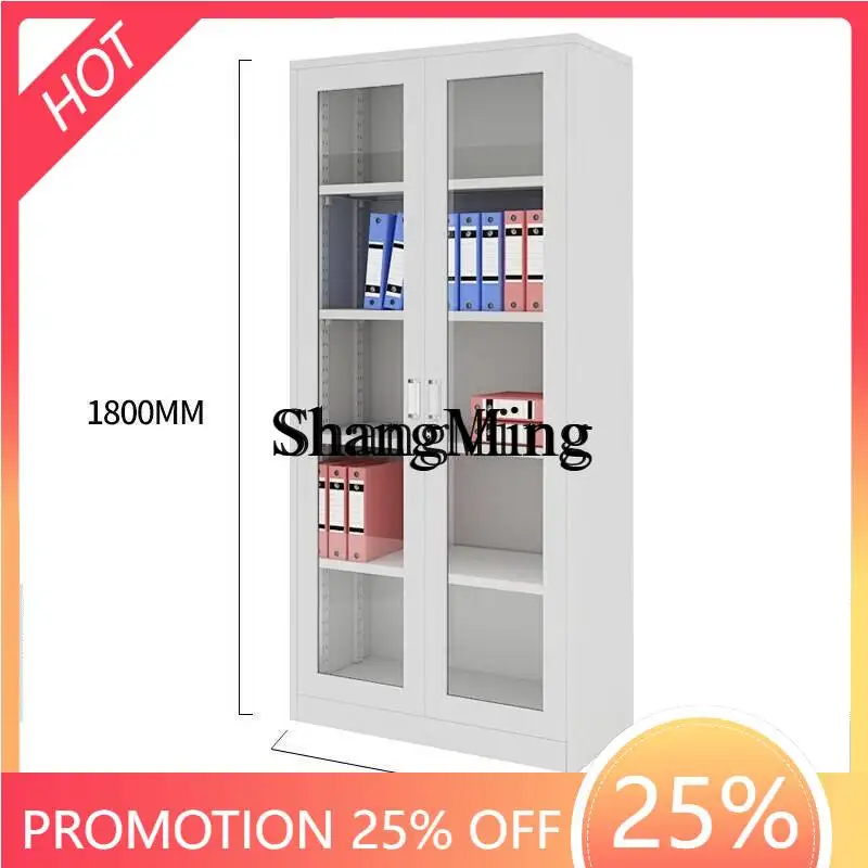 FG  good-looking  File Cabinet Iron Storage Archive Office Full Glass Cabinet with