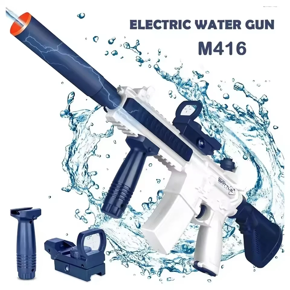 

2026 Electric Automatic Submachine M416 Water Gun Summer Outdoor Beach Firing Shooting Game Water Fight Toy for Children Gifts