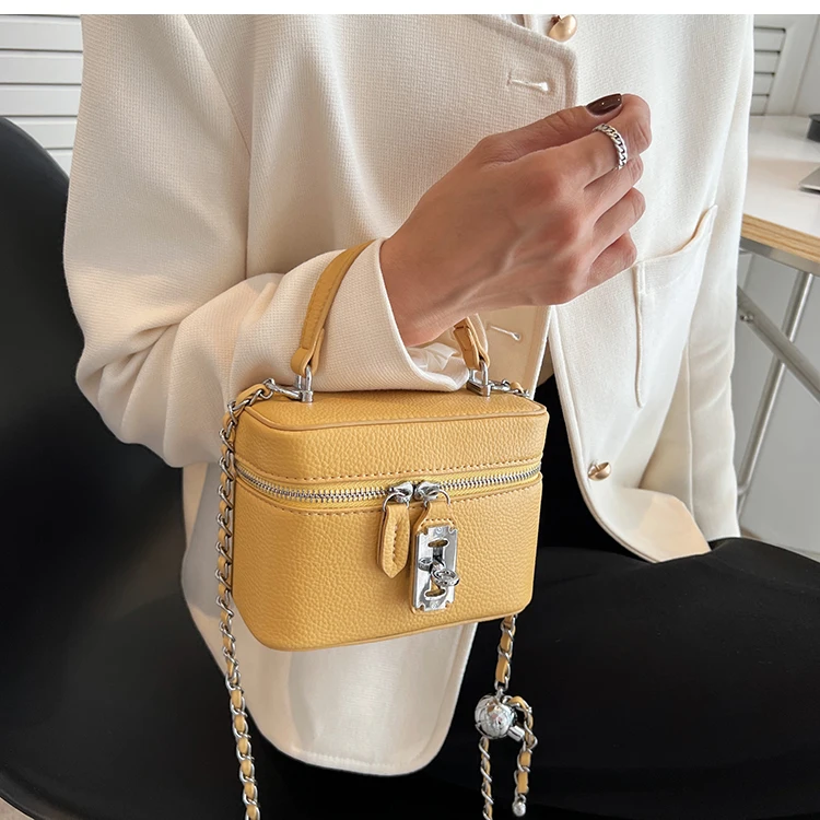 Summer Female Mini Mobile Phone Bags Box Square Handbags Fashion Chains PU Shoulder Crossbody Bag Elegant Ladies Bag Purse