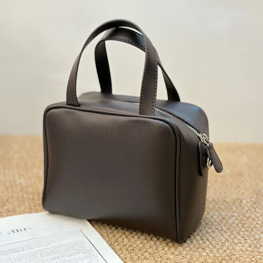 Mendy Women Genuine Leather Handbag Mini Boston Bag Top Handle Detachable Shoulder Strap Crossbody Purse Luxury Designer Structu