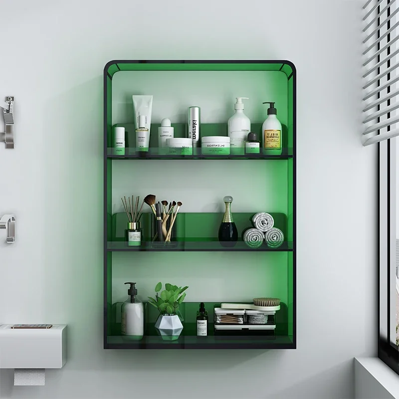 No Punching Bathroom Shelves, Large Capacity Acrylic Storage,Home Washstand, Multi-layer Cosmetics Rack，Practical Wall Organizer