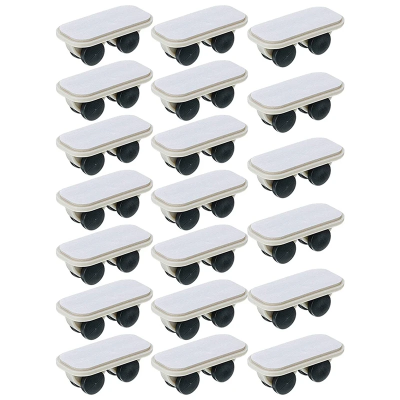 PORK-20 Pieces Self Adhesive Wheels Caster Cart On Wheels Boxes Caster Small Caster Paste Plastic Wheel Sticky Caster