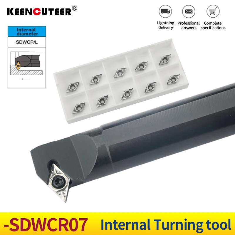 1pc S10K-SDWCR07 S16Q-SDWCR07 Internal Turning Tool Holder DCMT/DCGT Carbide Inserts Lathe Bar CNC Cutting Tools Set