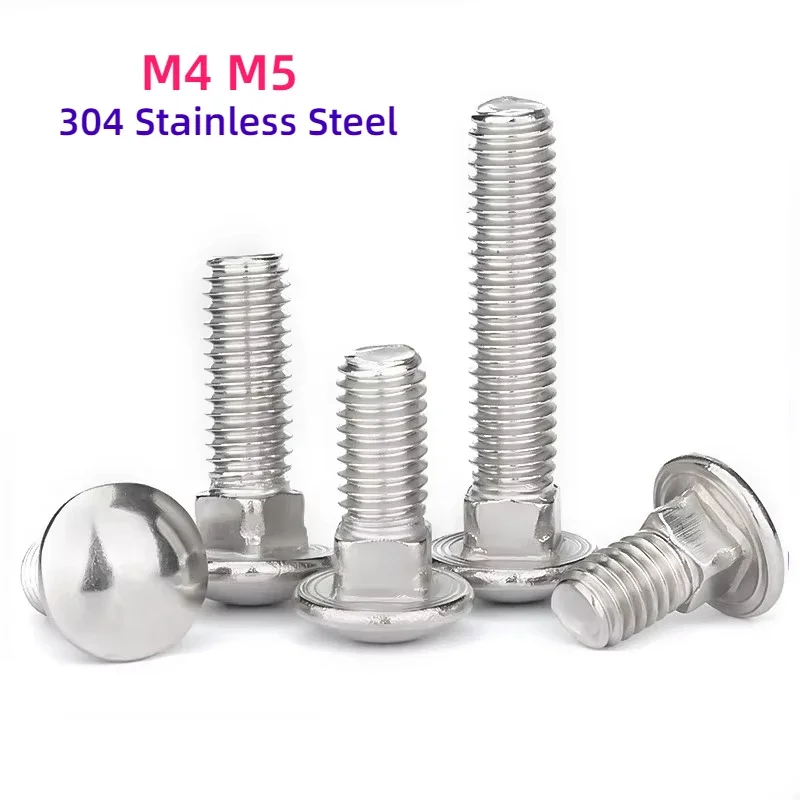 

M4 M5 304 Stainless Steel Carriage Bolts Truss Round Head Square Neck Coach Screw for Shelf Desk Furniture Bolts