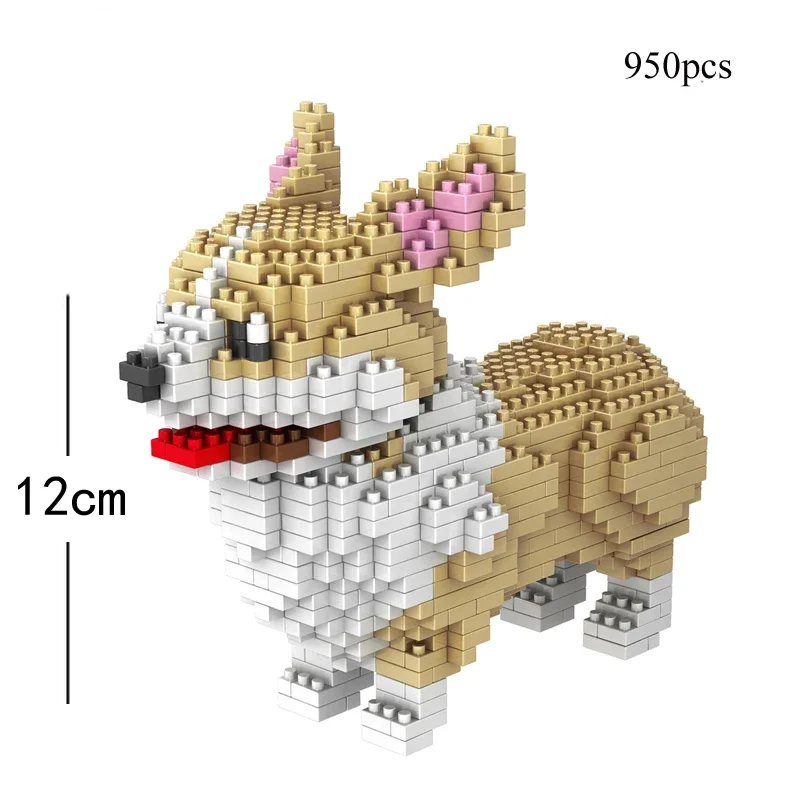 Knew Built Corgi Dog Micro Mini Bouwstenen Speelgoed: Schattig model voor dierenliefhebbers, recreatie, perfecte weergave en cadeau-idee