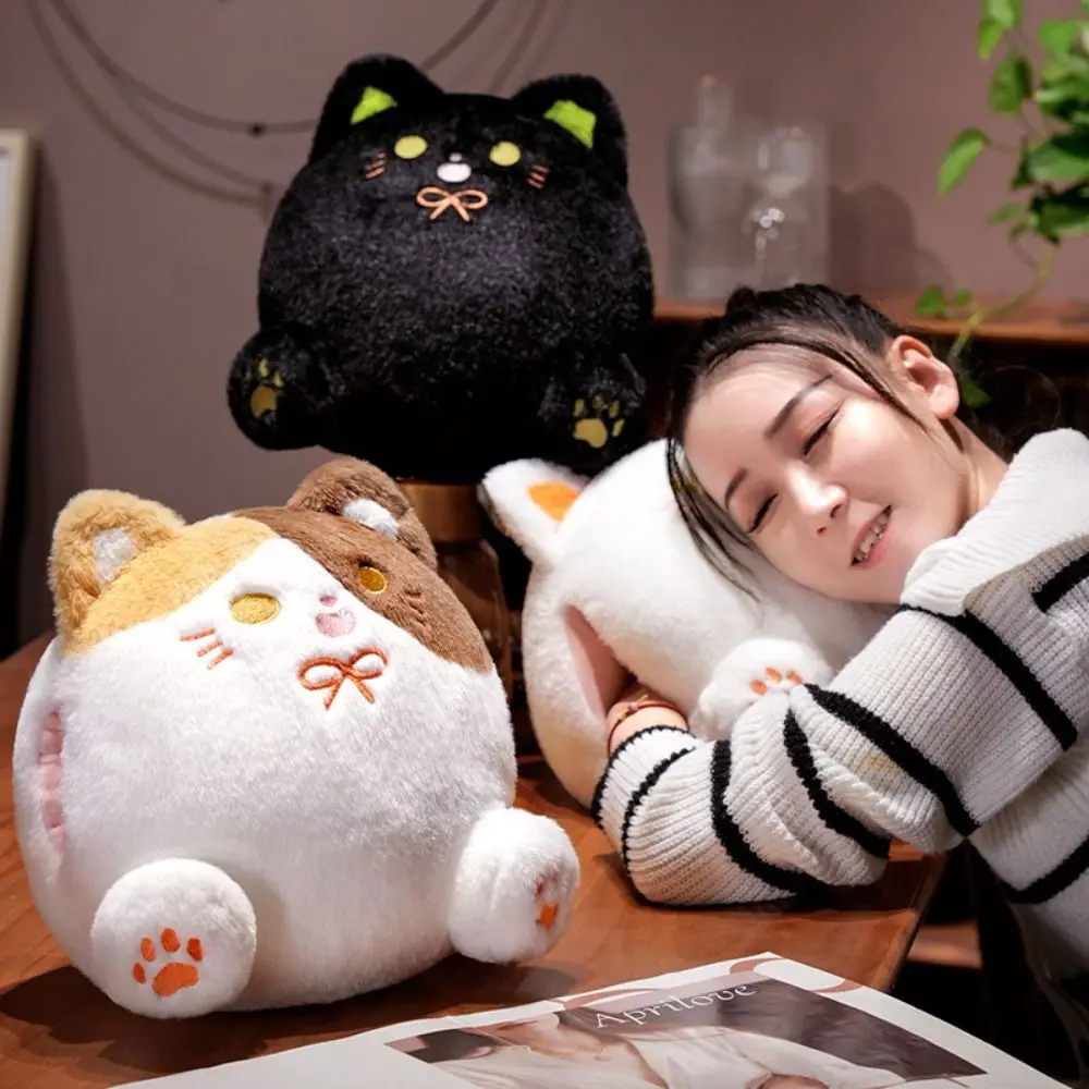 's Accompany PP Cotton Calico Cat with Hand Pocket Plump White Cat Pillow Soft Smile Black Cat Children Girl