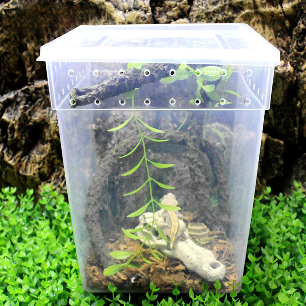 

Reptile Feeding Box, Transparent Turtle Tank Aquarium Lizard Container Habitat Cage for Frog Spider Gecko Tarantulas