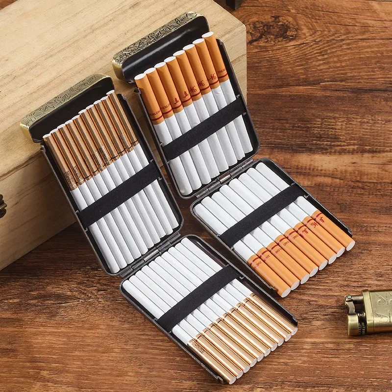 Three Open Cigarette Box Retro Metal Cigarette Box For 16 pieces Cigarettes Cigar Storage Box