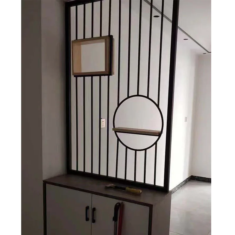 partition of washbasin in bathroom, simple and modern iron art, hollowed out metal screen decoration at entrance entrance