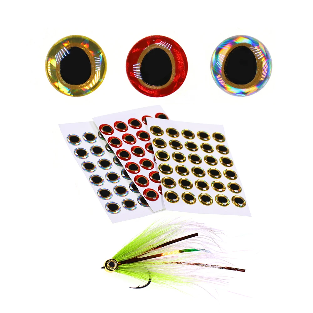 200 Stück 3mm-12mm Holographische 3D-Epoxy-Fischaugen aus Kunststoff für Fliegenbinden, Streamer-Fliegen, Weich- und Hartköder