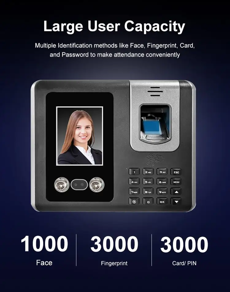 Good Cloud Clock in and Out Time Clock Recorder Biometric Fingerprint Facial Recognition Employee Time Attendance Machine