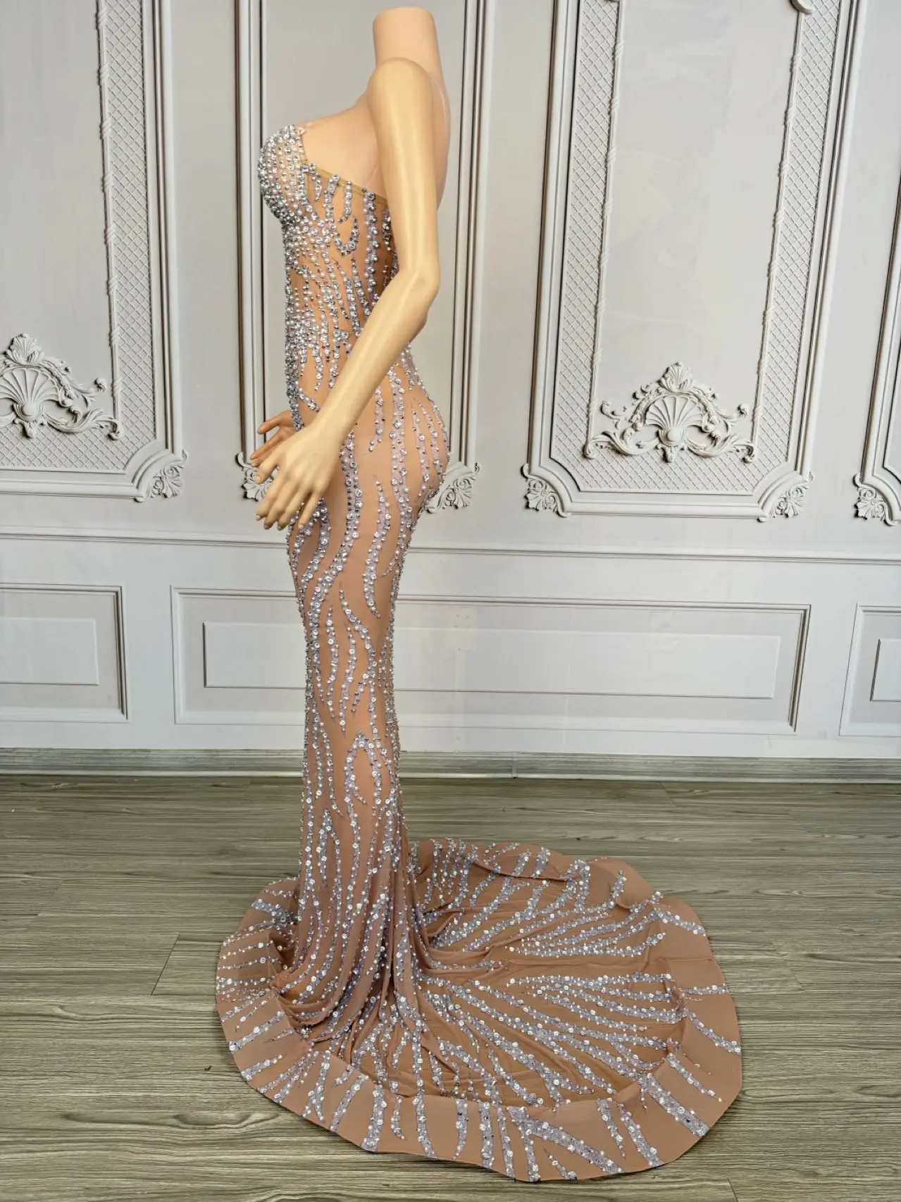 Bazhuayu Vrouwen Speciale Gelegenheid Jurk Bruiloft Verjaardag Avond Feestjurk Luxe Sparkly Vloerlengte Jurk Zanger Koningin Draagt