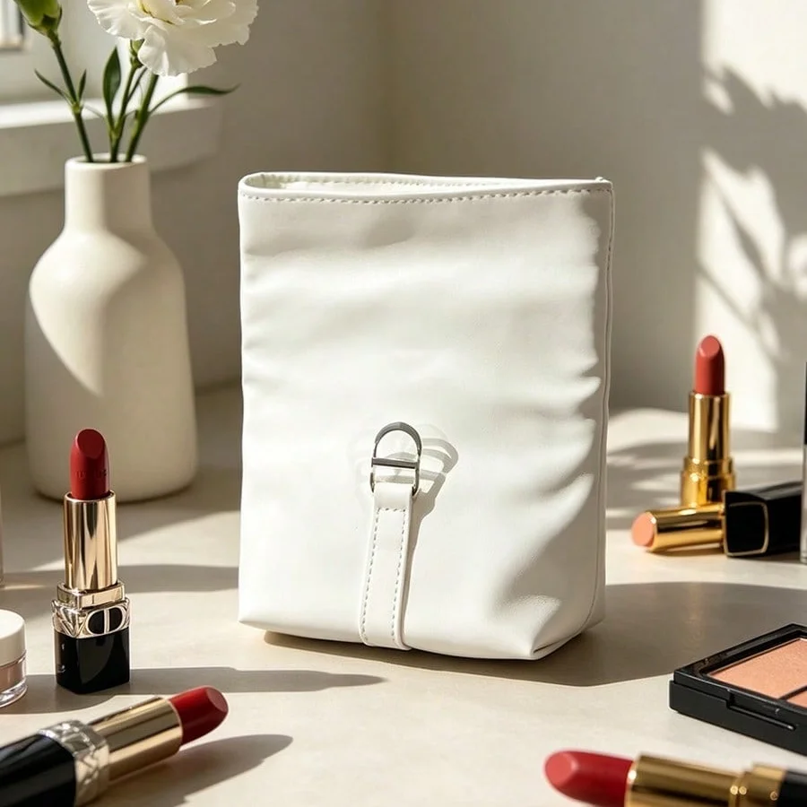 Dior’s Bag White Cosmetic Bag Luxury Embossed CD Logo Fashion Makeup Storage Pouch Portable Waterproof Beauty Organizer For Wome - view 3