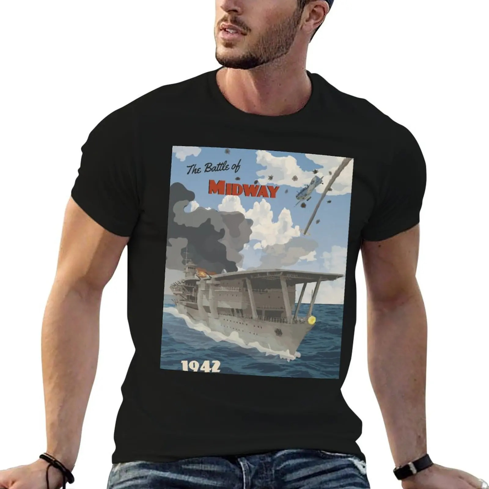 Midway 1942 - Carrier Strike Travel Poster T-Shirt graphics plus sizes vintage graphic tee men graphic t shirts