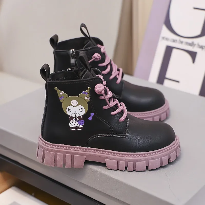 الكرتون سانريو كورومي الفتاة حذاء بوت بطول الكاحل لطيف الأميرة موضة الأطفال الأحذية الجلدية غير رسمية تنوعا الاطفال أحذية بوت قصيرة عدم الانزلاق