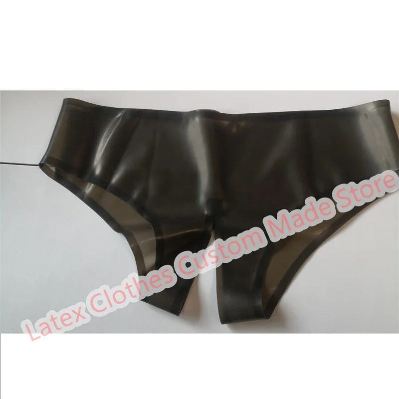 

Women Fetish Latex Briefs Transparent Black Shorts Sexy Underwear Panties Open Crotch Cosplay Costume