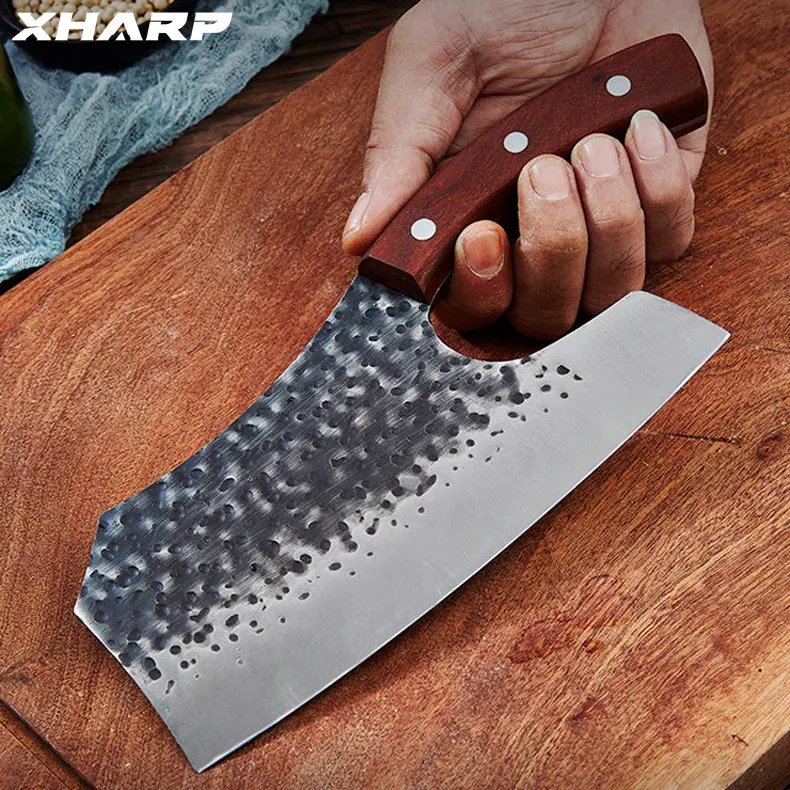 

Labor-saving Kitchen Knife Handmade Forged Cleaver Knife Slicing Knife Hammer Pattern Gyuto Knives Cutting Meat Pork Stalls Tool