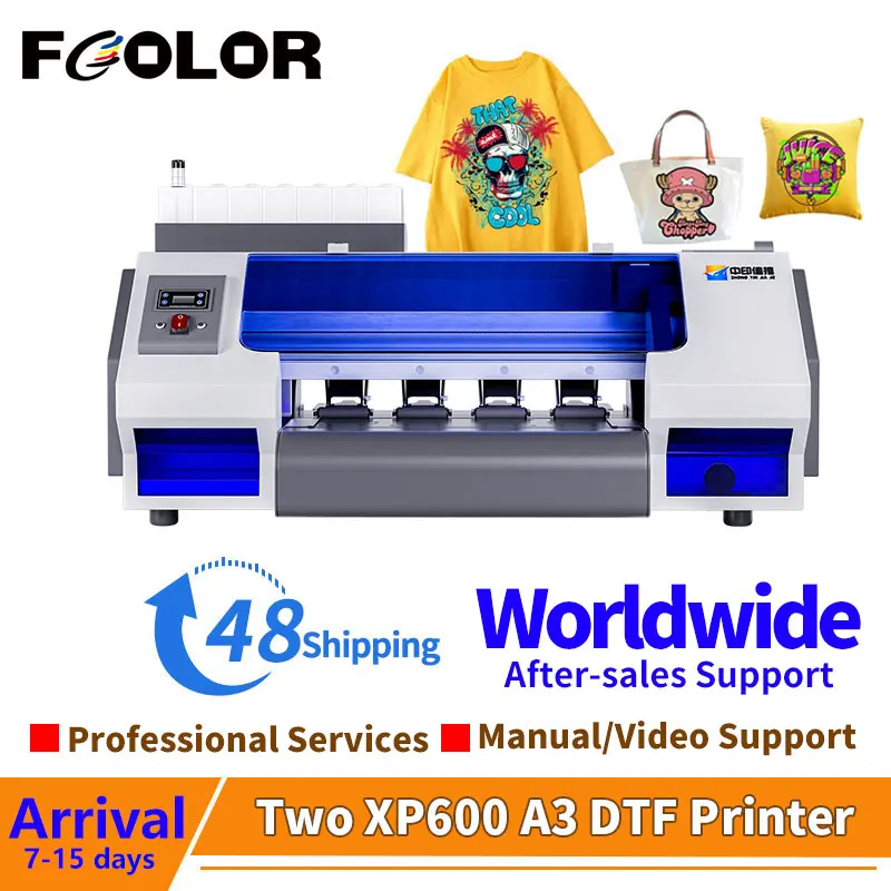 Fcolor A3 DTF Printer XP600 dual head 33CM T-shirt Printing Machine Direct to Transfer Film Impresora Dtf