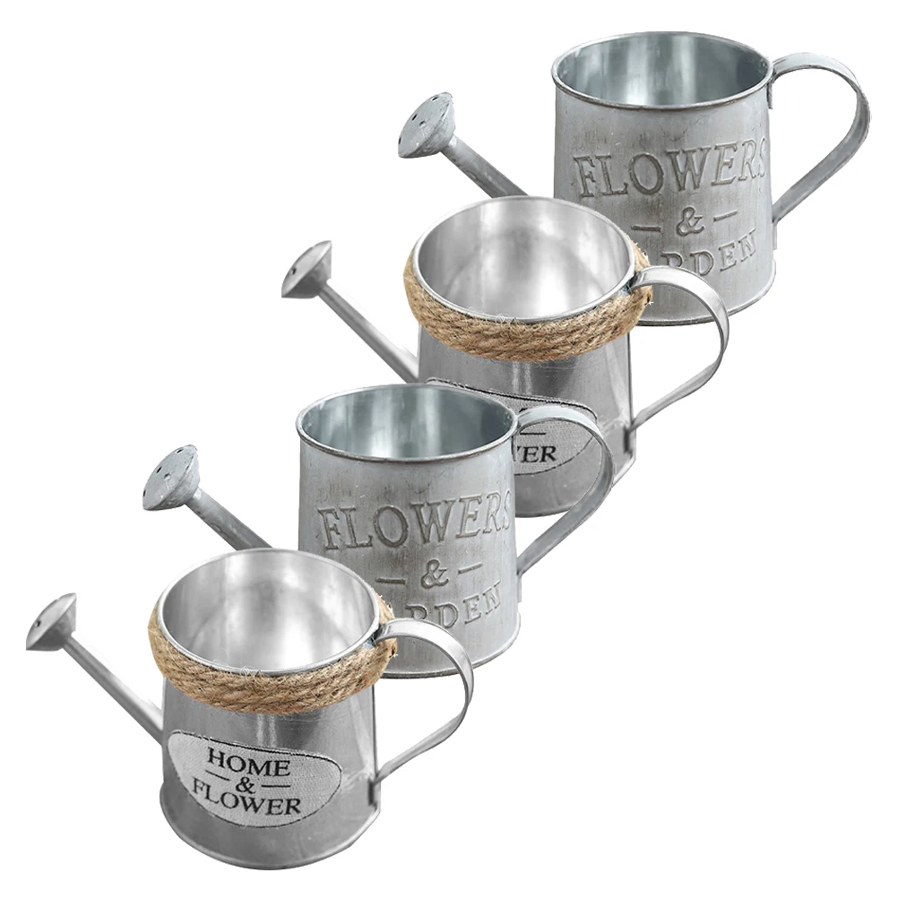 

4pcs Vintage Bucket Modern Watering Can For Home Office Garden Decor Flower Flower Bucket Ornament Pot Ornament