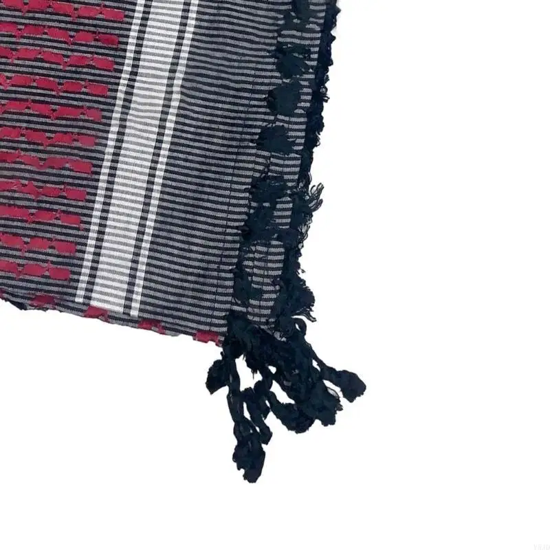 Y5JD Người Hồi giáo Khăn quàng cổ Shemagh Head Head Scarf Dân tộc Ả Rập Dubaisaudi Neatwrap Breathable Sa mạc Headwrap Keffiyeh