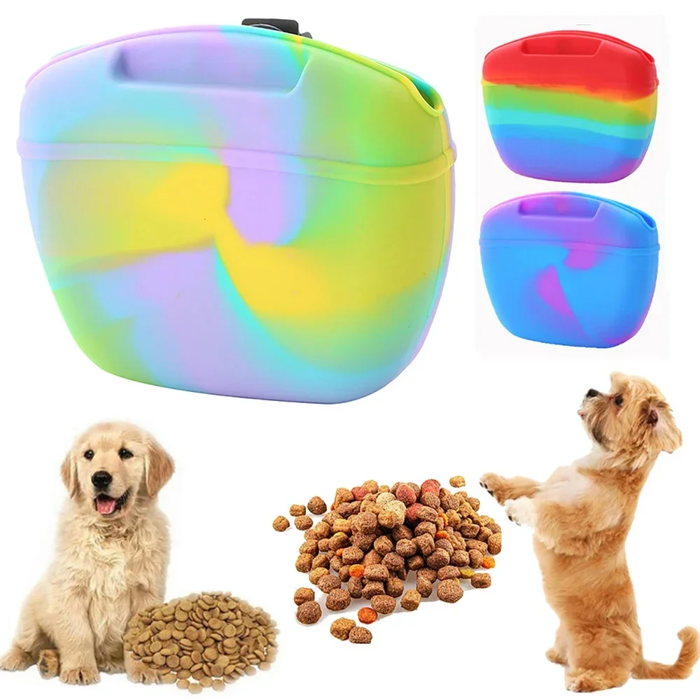 Portable Silicone Pet Feeding Bag Dog Snack Bag Snack Bait Obedience Agility Outdoor Storage Food Waist Bag Pet Accessories