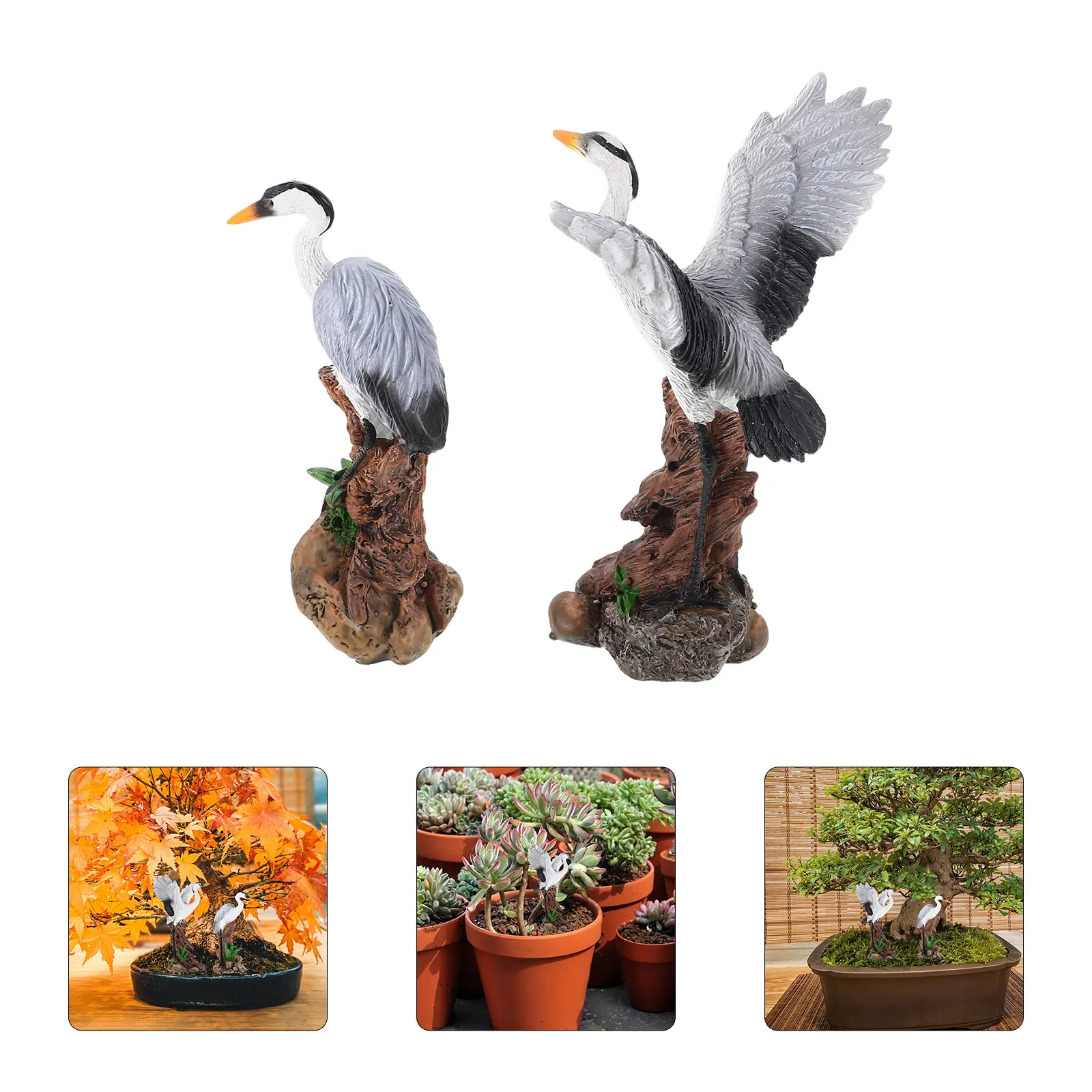 

2pcs Resin Bird Figure Simulation Home Decoration Mini Garden Ornament For Indoor Outdoor Decor Micro Landscape Adornment