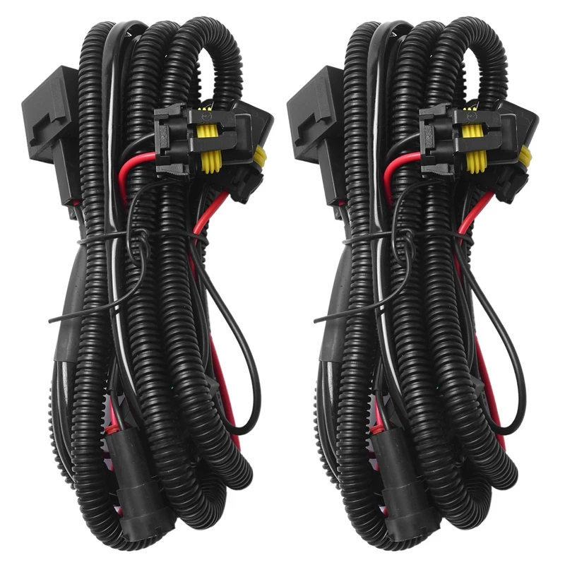 2Pcs Car Fog Light Relay Harness H11 880 Relay Adapter Extension Cable 40A LED Light And Halogen Fog Light Connector