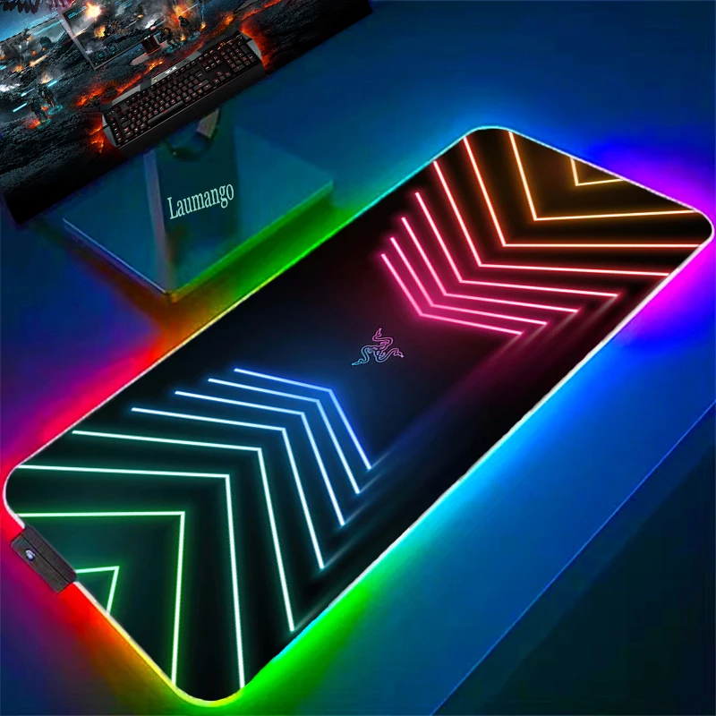 Luminous RGB Mouse Pad RAZER Gaming Accessories Keyboard Desk Mat Large Speed Backlight Mats Pc Gamer Cabinet Mousepad With Wire