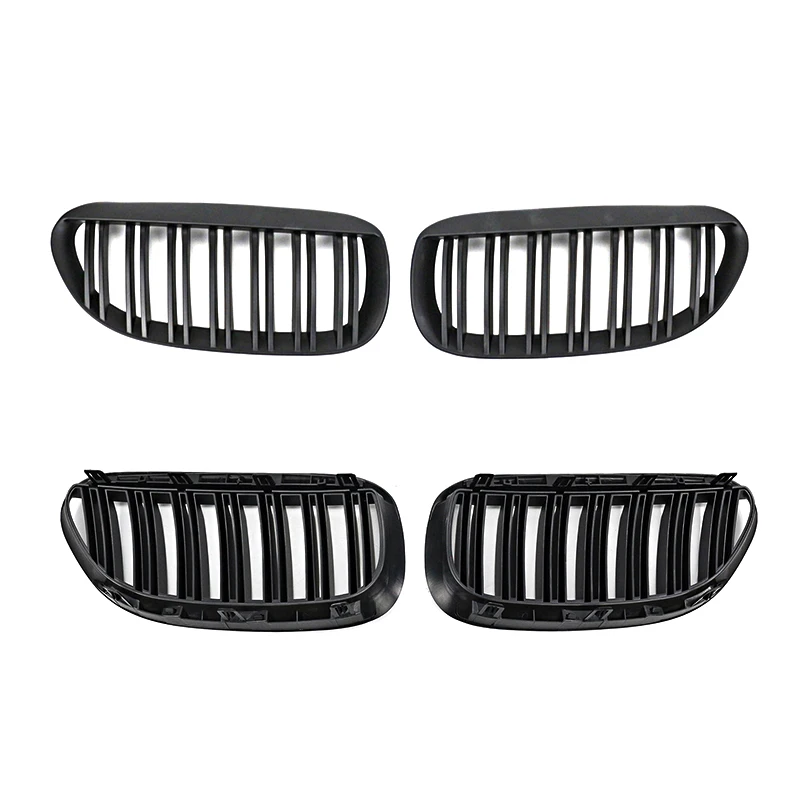 

ROLFES Car Front Bumper Kidney Grill Hood Grille Racing Grills For BMW 6 Series E63 2006-2010 Double Slat Grills ABS