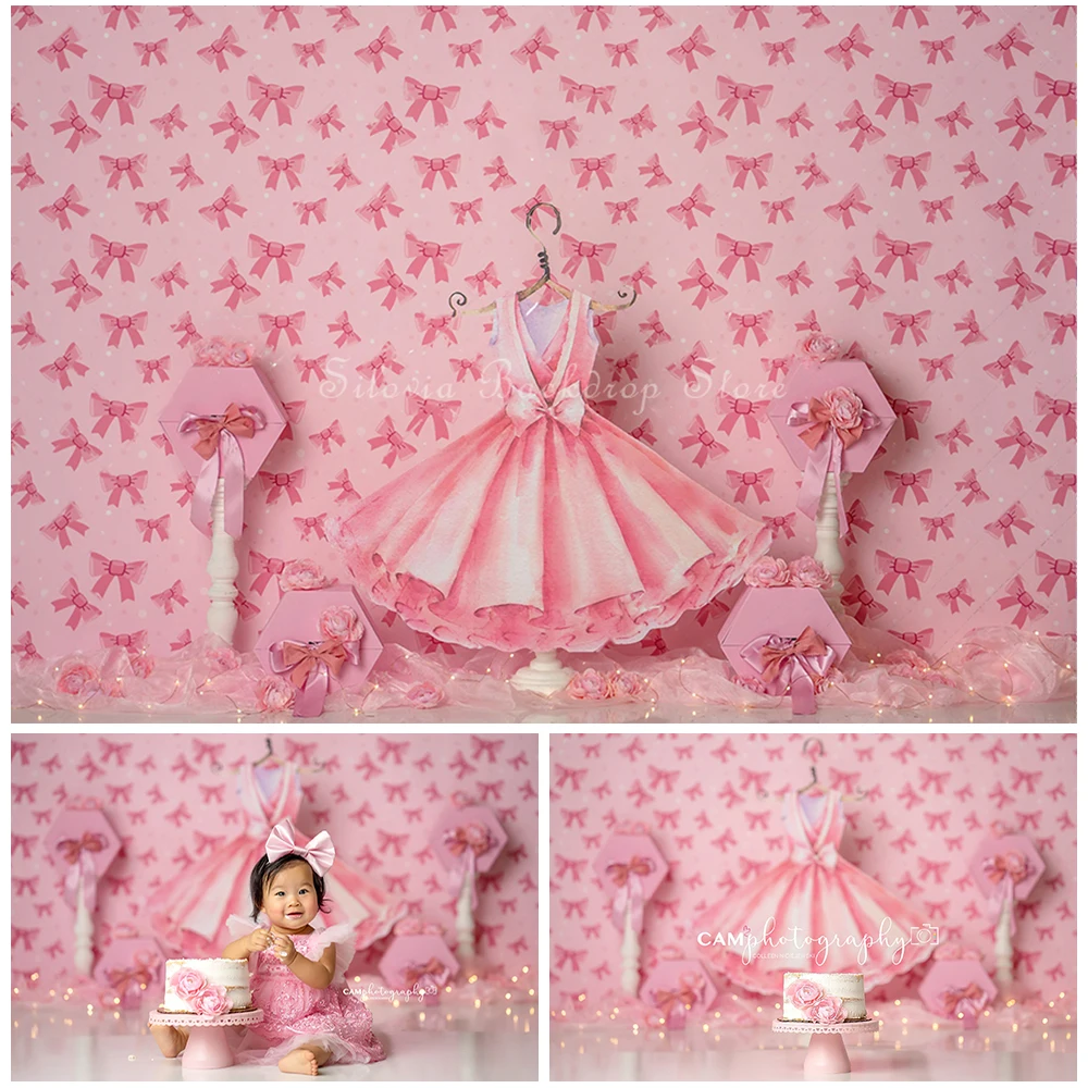 Pink Sweet Candy Photo Background One Little Princess Girl Birthday Cake Smash Photography Backdrop Dress Photo Studio Props