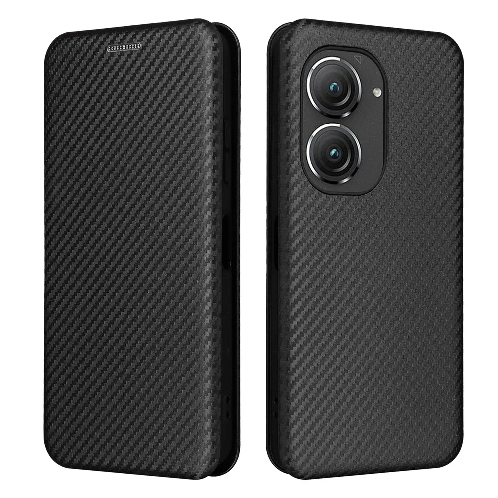 For Asus Zenfone 9 10 Case Luxury Flip Carbon Fiber Skin Magnetic Adsorption Case For Asus Zenfone9 Zenfone10 Phone Bags