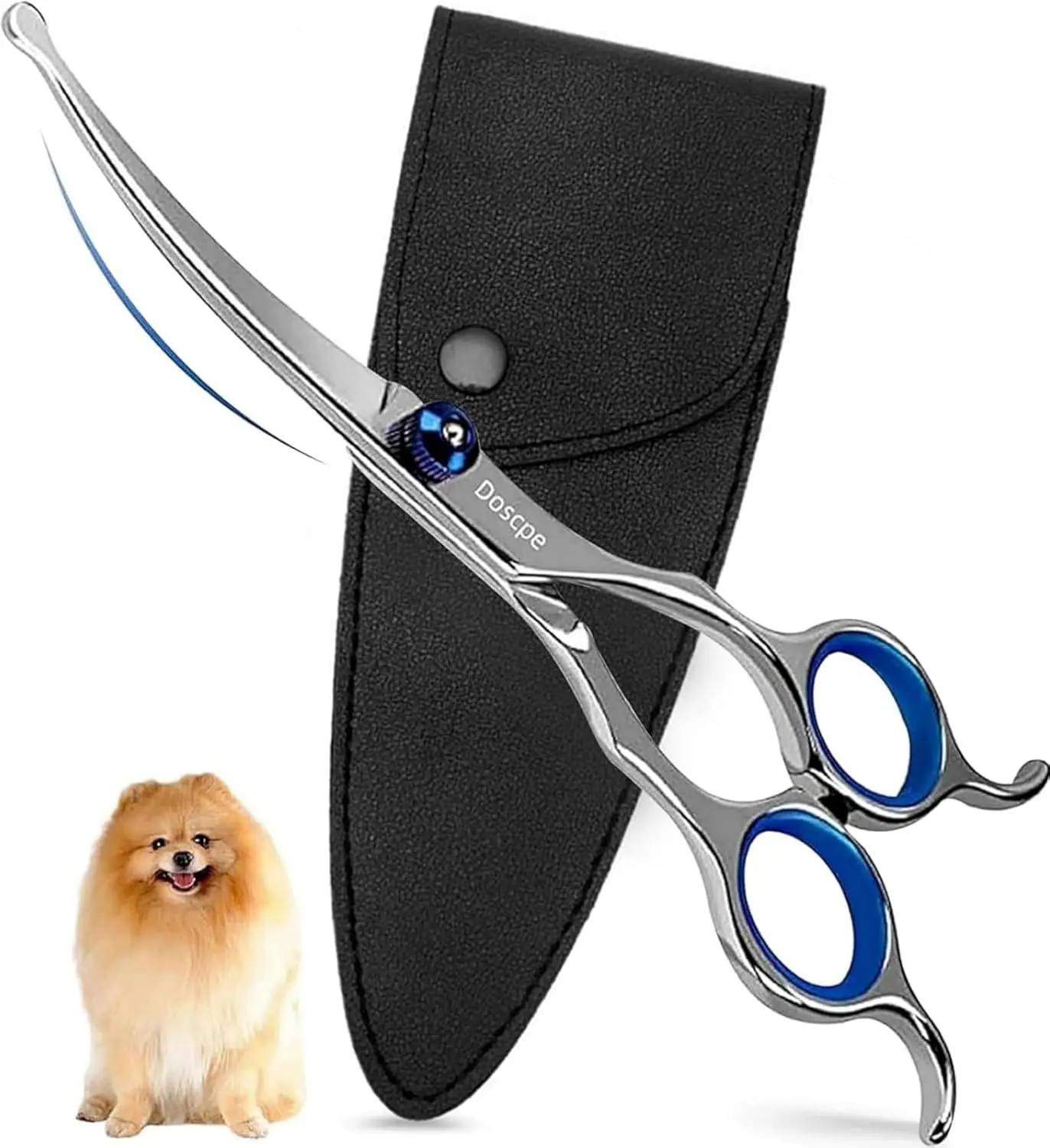 

Curved Dog Grooming Scissors 6.69" Round Tips for Pet Hair Trimming on Face and Paws, Right or Left Handed